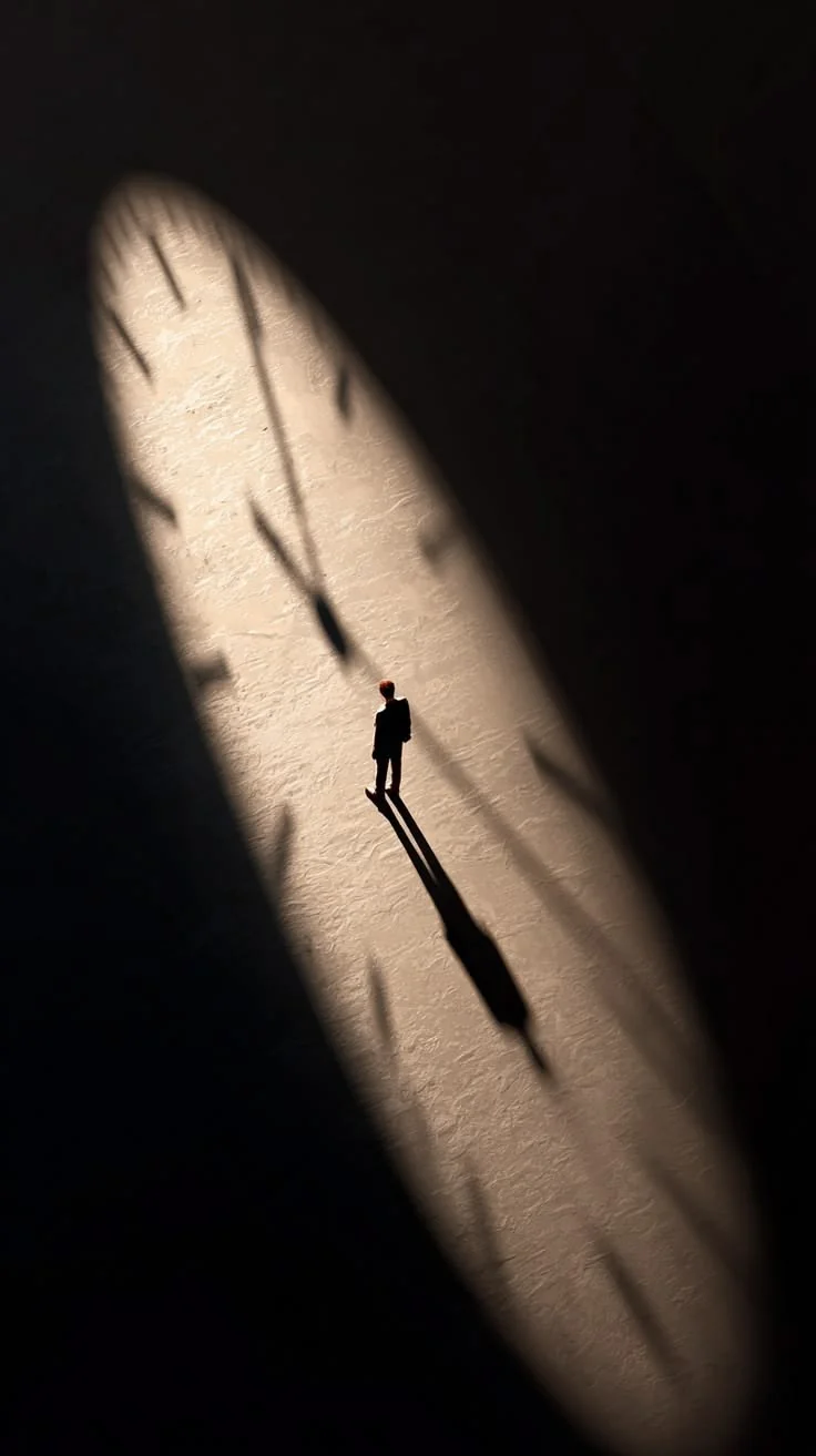 Figura sob a luz projetando sombra